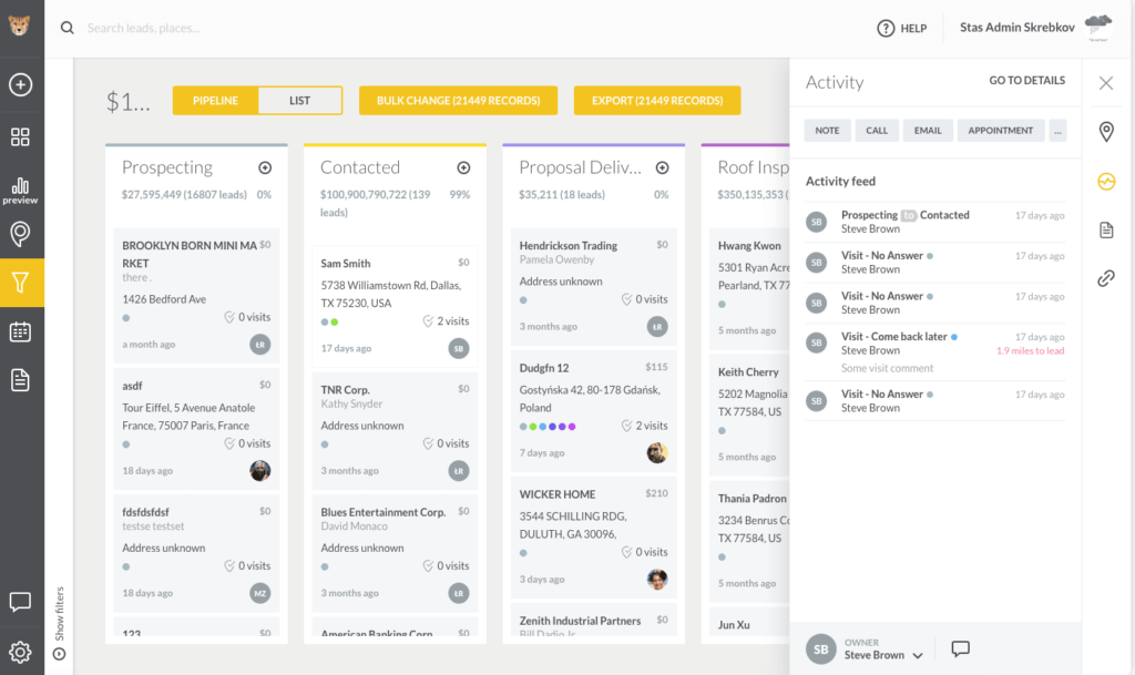 Sales pipeline report in SPOTIO