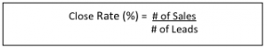 Close Rate - door to door sales statistics