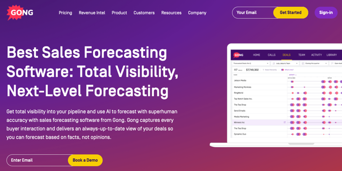 GONG sales forecasting software